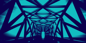 Dark blue tinted bridge in a dark blue background